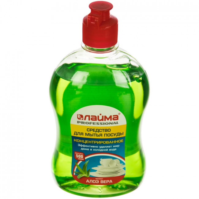 Средство для мытья посуды 500 г, ЛАЙМА PROFESSIONAL, концентрат, "Алоэ Вера" Средство для мытья посуды 500 г, ЛАЙМА PROFESSIONAL, концентрат, "Алоэ Вера"