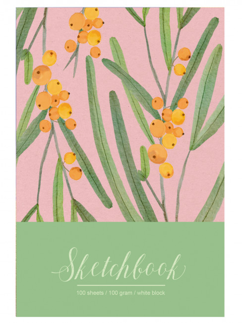 Скетчбук А5 переплёт твёрдый 80л. "Рябинки" ламинация матовая белый блок BG