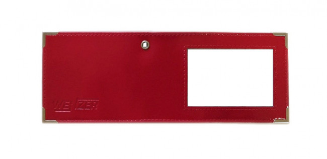 Обложка на удостоверение, WENZER OFFiCE из натуральной кожи "спилок" c окном, красный