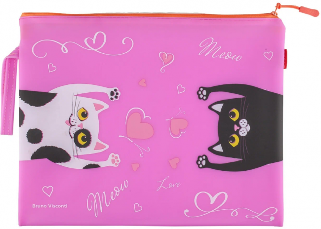 Папка А4 "Кошки-потягушки" на молнии, силикон, СМ BV/14-007/07 (10)