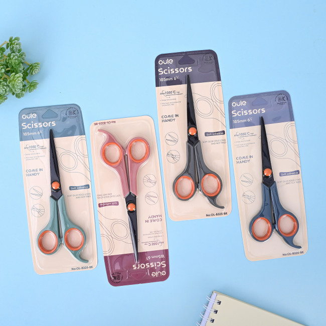 Ножницы 185 мм, нержавеющая  сталь с тефлоновым покрытием, ассорти цвета, OULE/OL-8325 (24)