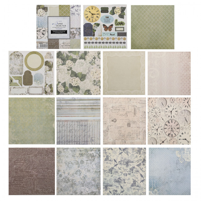 Бумага для скрапбукинга 15*15см, 24л, 12 цветов, элементы декоративные КОКОС 184295-DSM022