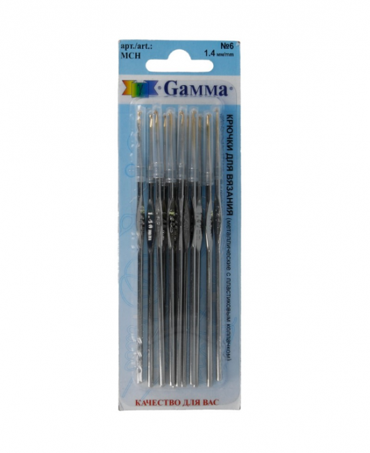 Для вязания "Gamma" MCH крючок металл d 1.4 мм 12 см, в блистере №6 (12) Для вязания "Gamma" MCH крючок металл d 1.4 мм 12 см, в блистере №6 (12)