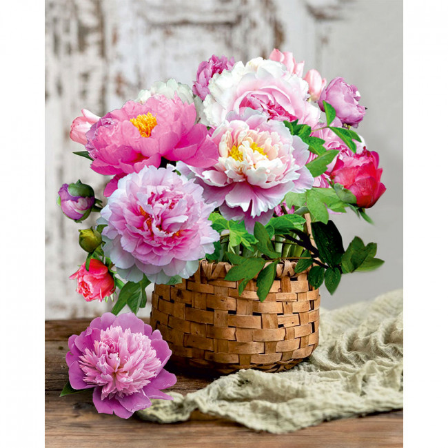 Алмазная мозаика 40*50 на подрамнике "Садовая корзинка", полная выкладка, ALM049