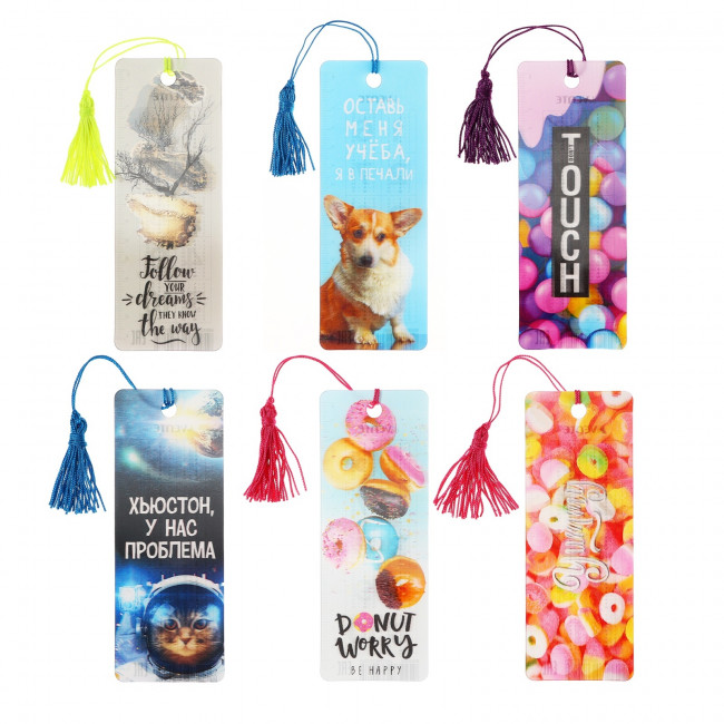 Закладка для книг 3D "deVENTE" пластиковая, с линейкой и таблицей умножения, 152x57 мм, декоративная кисточка, пластиковый пакет с блистерным подвесом, 6 дизайнов ассорти Закладка для книг 3D "deVENTE" пластиковая, с линейкой и таблицей умножения, 152x57 мм, декоративная кисточка, пластиковый пакет с блистерным подвесом, 6 дизайнов ассорти