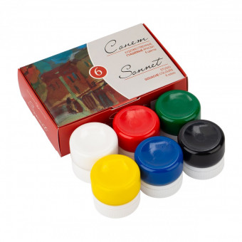 Гуашь 20мл 6цв художественная, Сонет Невская палитра/36411143