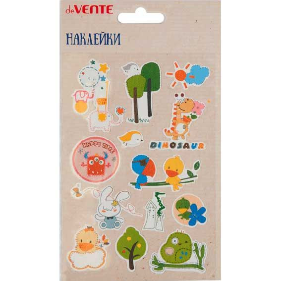 Набор наклеек на тканевой основе для творчества "Happy time" 10x15 см, самоклеящиеся, deVENTE/8002259