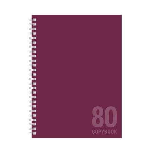 Тетрадь для записей А4 гребень 80л. клетка "Monotone" (бордо) BG (3/18)