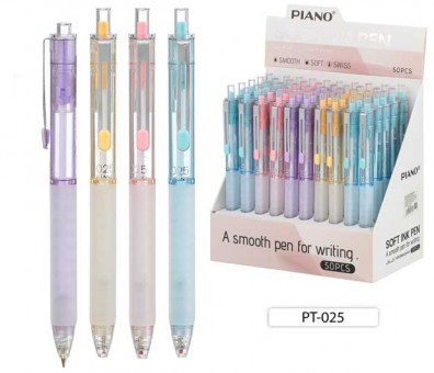 Ручка автоматическая 0,5мм синий, на масляной основе, тонированный цветной корпус, PIANO/PT-025-50 Ручка автоматическая 0,5мм синий, на масляной основе, тонированный цветной корпус, PIANO/PT-025-50