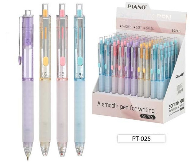 Ручка автоматическая 0,5мм синий, на масляной основе, тонированный цветной корпус, PIANO/PT-025-50 Ручка автоматическая 0,5мм синий, на масляной основе, тонированный цветной корпус, PIANO/PT-025-50