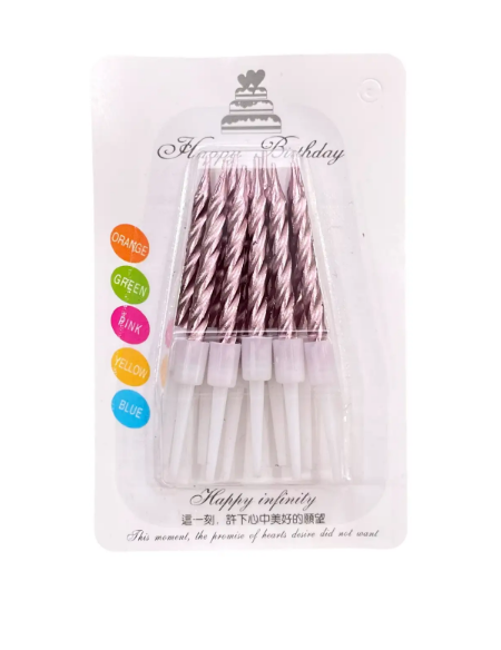 Свечи для торта "Счастливый праздник" позолоченные, 10 шт., ассорти, с подставками, Магистр/MAG-B-2/221323 (50)