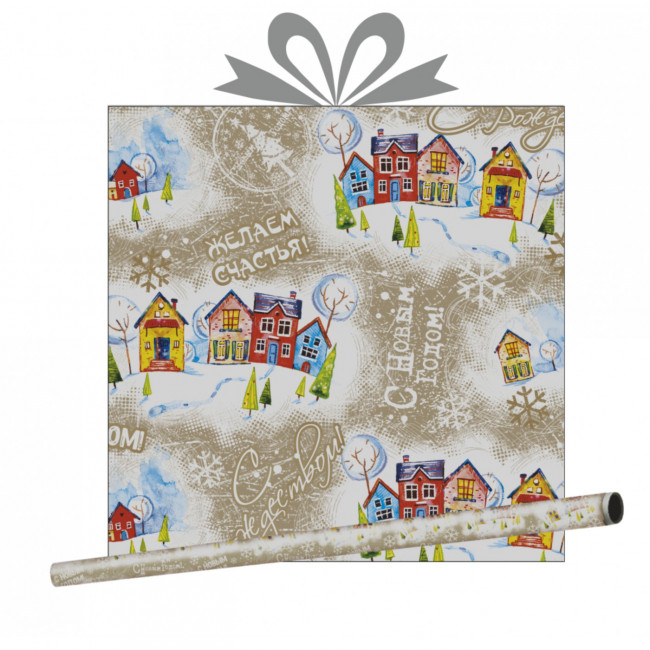 Крафт-бумага "Деревушка"  0,7*1 м (1/50) КБ-7953