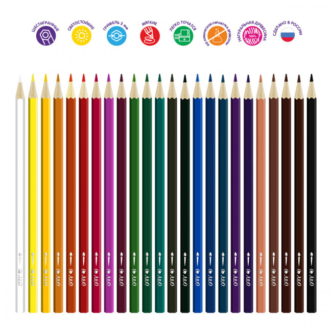 Набор акварельных карандашей 24цв, заточеные, Ярко Лео/LBSWP-24 (4)