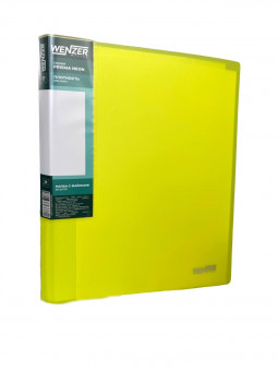 Папка с 30 вкладышами А4, WENZER OFFiCE "PRISMA NEON" 600 мкм, 20 мм, эффект 3D, желтый