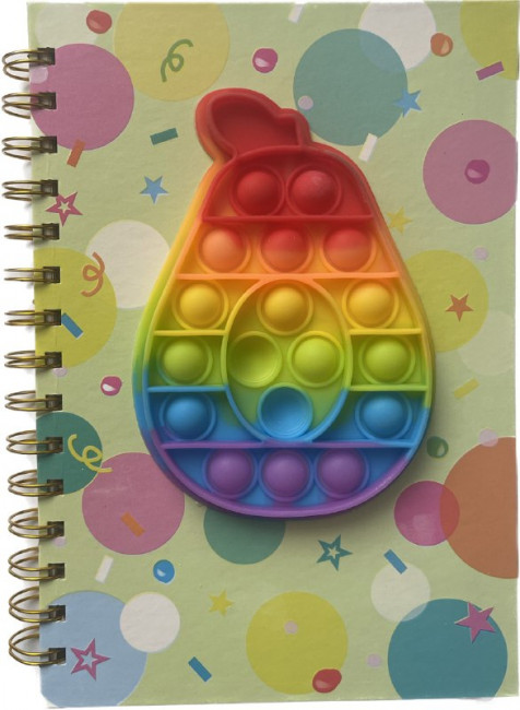 Блокнот+Pop it: 80л 21*14,5см "РАДУГА"; цветная обложка 7БЦ, с игрушкой pop it (10*8 см) различной формы; блок-клетка, Basir МС-6383