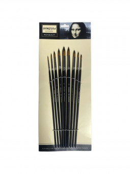 Кисти набор 9 шт. синтетика, круглые (№0,2,4,6,8,10,12,14,16) деревянная ручка, Bomeija/A804