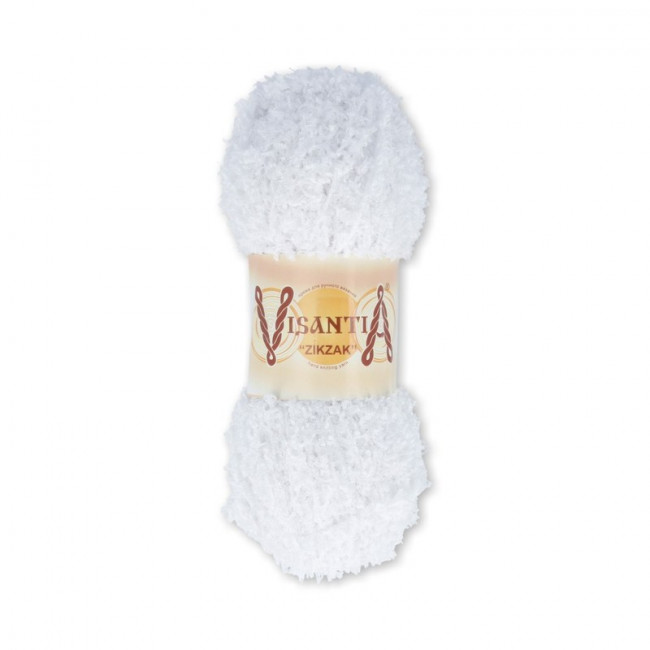 Пряжа VISANTIA "ZIKZAK"   100% полиэстер   . х  100 г  100 м ± 3 м №0001 БЕЛЫЙ "ZIKZAK"