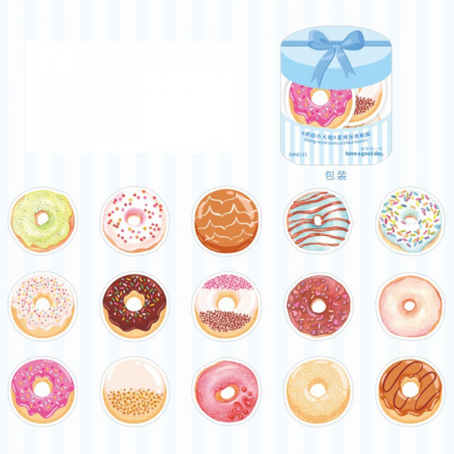 Наклейки 55*55мм декоративные "Пончики", 30шт, ARTCoco/HGD-HBTD005