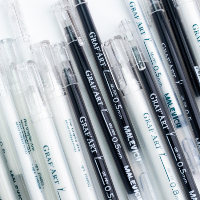 Ручка гелевая 0,5мм "Graf Art" чернила белые, Малевичъ/198000