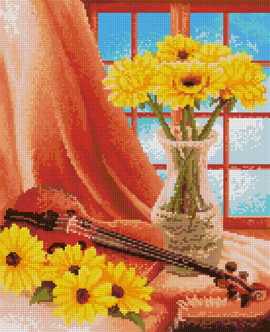 Алмазная мозаика 40*50 на подрамнике "Солнечная мелодия", полная выкладка, ALM038