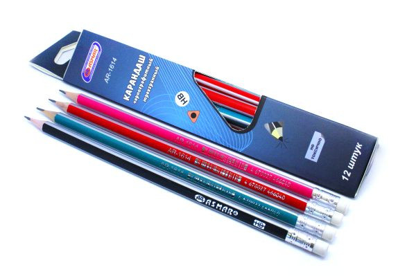 Карандаш чернографитный HB заточенный трехгранный с ластиком AR-1614 ASMAR (12/144) Карандаш чернографитный HB заточенный трехгранный с ластиком AR-1614 ASMAR (12/144)