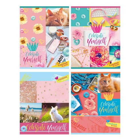 Тетрадь общая А5 скоба 96л. клетка "Celebration" (ассорти) BG (5/50)