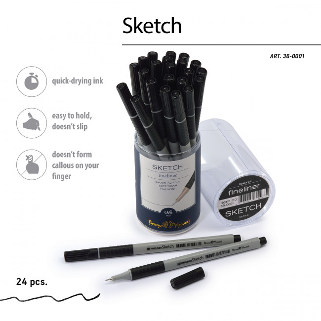 Ручка капиллярная 0.4мм черная "Sketch. Fineliner", BV/36-0001 (24) Ручка капиллярная 0.4мм черная "Sketch. Fineliner", BV/36-0001 (24)