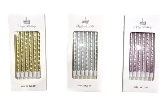 Свечи для торта "Счастливый праздник" позолоченные, 6 шт, ассорти, с подставками, Магистр, MAG-b-4/221324 (100)