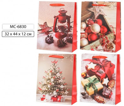 Подарочный пакет 32*44*12 см "Новогодние", плотный, цветной, Basir/МС-6830 (20)