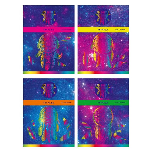 ТТ5к160_лм_тгф 5776 Тетрадь для записей со сменным блоком А5 160л. "Поймай мечту" клетка, ламинация матовая, тиснение голографической фольгой, круглый корешок, индивидуальная упаковка (1 шт.)