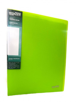 Папка с 30 вкладышами А4, WENZER OFFiCE "PRISMA NEON" 600 мкм, 20 мм, эффект 3D, лайм