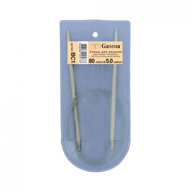 Спицы GAMMA круговые BC1 бамбук d5.0мм 80 см 1 шт . BC1 (10) Спицы GAMMA круговые BC1 бамбук d5.0мм 80 см 1 шт . BC1 (10)