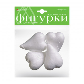 Пенопластовые фигурки 75мм "Сердечки- капли", 4шт, BV/2-204/14