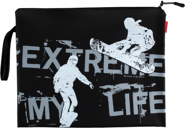 Папка А4  "Черный экстрим"  на молнии , силикон, СМ/14-007/07 (10)