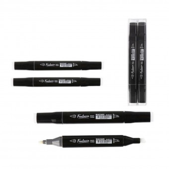 Набор маркеров для скетчинга двусторонние FANTASIA, colorless, 2 шт., пулевид./клиновид. наконечники, пиш.узлы 3.0-6.2мм, ПВХ- упаковка, Mazari