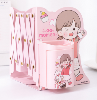 Подставка для книг "Девочка с мороженым"  телескопическая с подставкой для ручек/ MQ6888-003