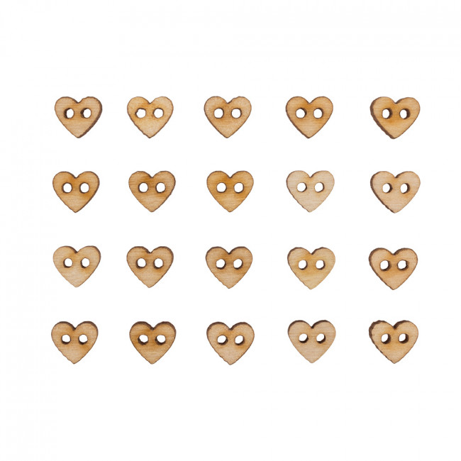 Заготовка для декорирования - набор пуговиц "Сердечки" (0,8 x 0,9см), фанера 20штук, Mr. Carving