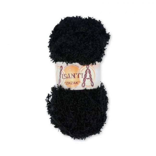 Пряжа VISANTIA "ZIKZAK"   100% полиэстер   . х  100 г  100 м ± 3 м №1001 ЧЁРНЫЙ "ZIKZAK"