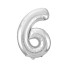 Шар ЦИФРА 6 17" серебро /Silver /43 см/К