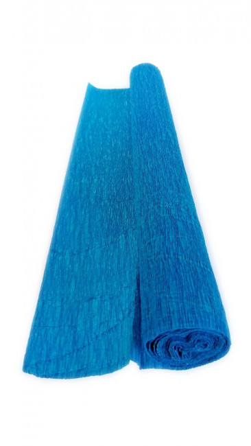 Гофрированная бумага плотная (флористическая 50мм х 250 мм,120 г/м2), сине-зелёная, ШК