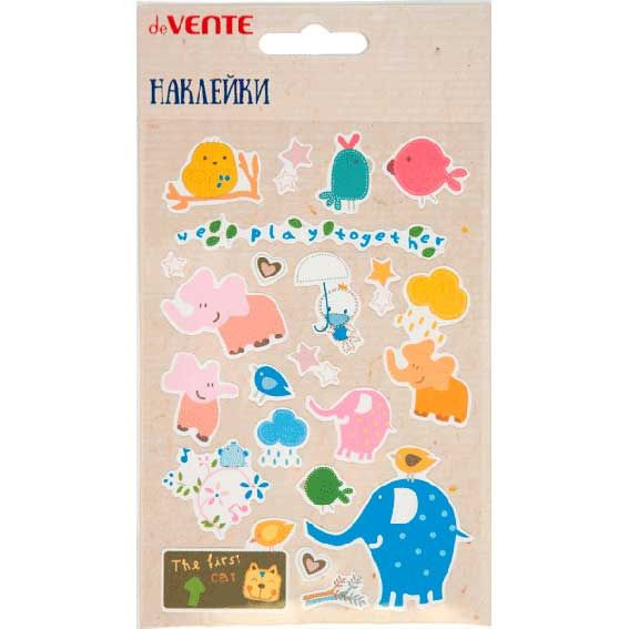 Набор наклеек для творчества на тканевой основе "deVENTE. Play together" 10x15 см, самоклеящиеся, 100% хлопок, в пластиковом пакете с блистерным подвесом