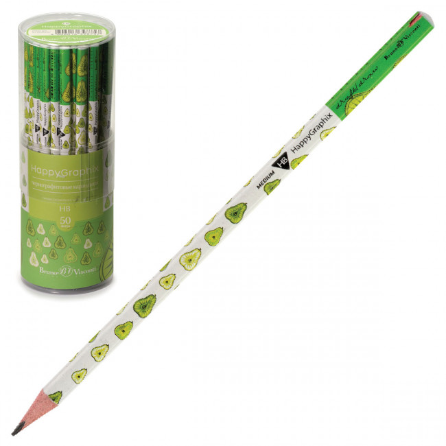Карандаш 2мм НВ чернографитовый "HappyGraphix. Груши", BV/21-0030/37 (50)