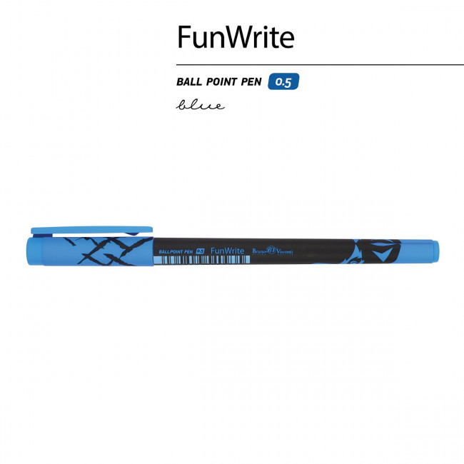 Ручка шариковая 0,5мм синяя "FunWrite. Черный волк", BV/20-0212/45 (24)