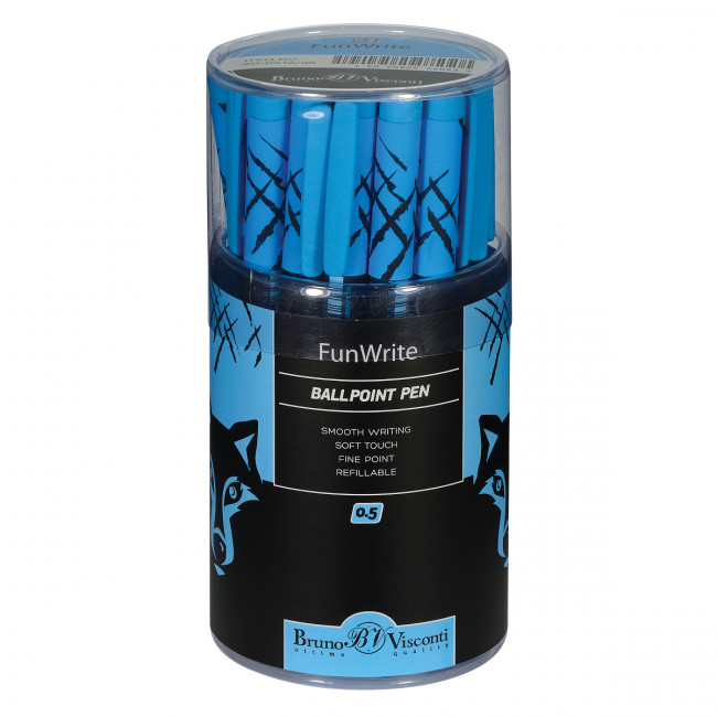 Ручка шариковая 0,5мм синяя "FunWrite. Черный волк", BV/20-0212/45 (24)