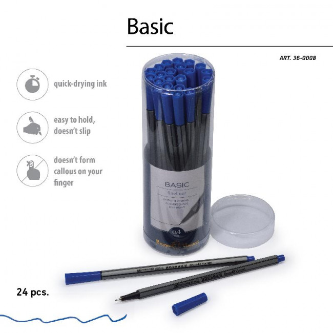 Ручка капиллярная 0.4мм синяя "Basic. Fineliner", BV/36-0008 (24) Ручка капиллярная 0.4мм синяя "Basic. Fineliner", BV/36-0008 (24)