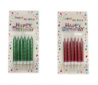 Свечи для торта 6 шт "Спираль" с подставкой, ассорти, Магистр/MAG-13/221352 (24)