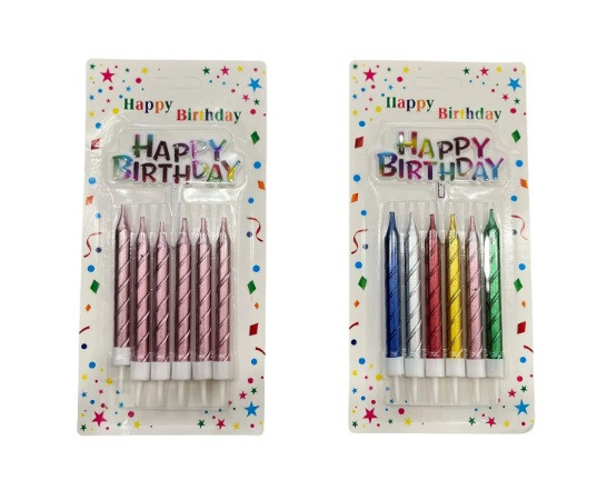 Свечи для торта 6 шт "Спираль" с подставкой, ассорти, Магистр/MAG-13/221352 (24)