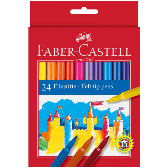 Фломастеры Faber-Castell, 24цв., смываемые, картон, европодвес (5/80) Фломастеры Faber-Castell, 24цв., смываемые, картон, европодвес (5/80)