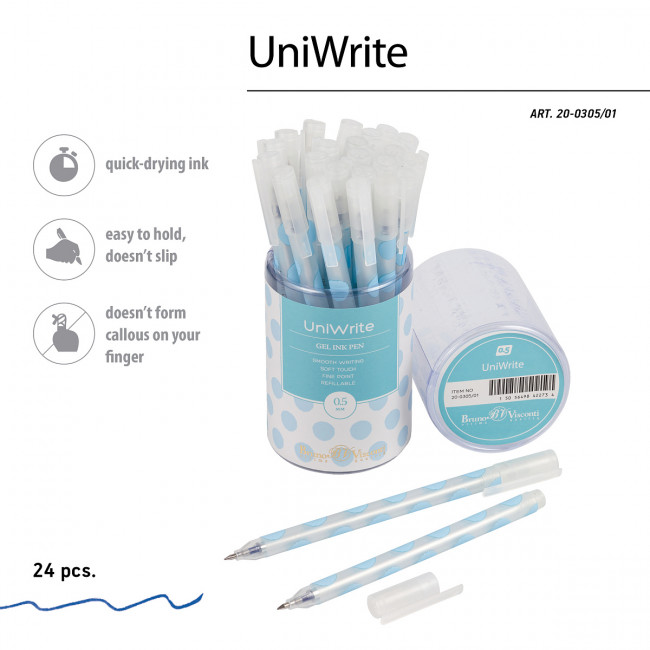 Ручка гелевая 0.5мм синяя "UniWrite. Горошек крупный голубой", BV/20-0305/01 (24) Ручка гелевая 0.5мм синяя "UniWrite. Горошек крупный голубой", BV/20-0305/01 (24)