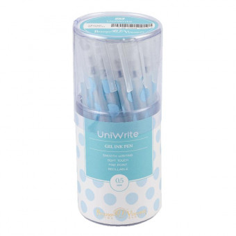 Ручка гелевая 0.5мм синяя "UniWrite. Горошек крупный голубой", BV/20-0305/01 (24)